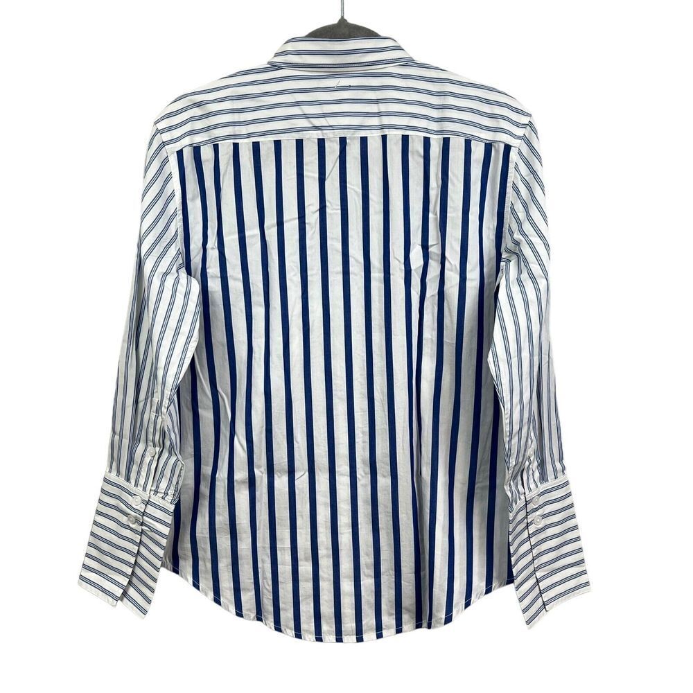 J. Crew Womens Button Up Shirt Stripe Poplin Garcon Cocktail Blue White Size 2* - Picture 4 of 5